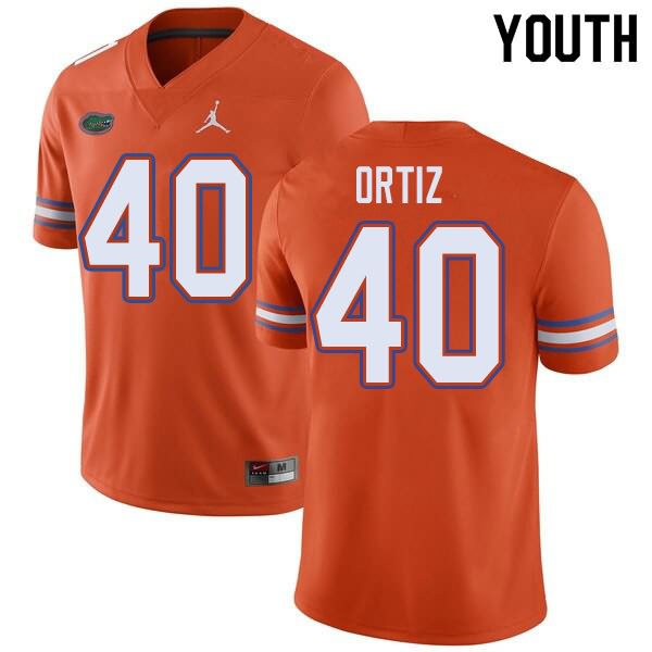 Youth NCAA Florida Gators Marco Ortiz #40 Stitched Authentic Jordan Brand Orange College Football Jersey XHJ2665MZ